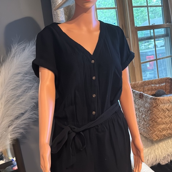 LOFT Black Button-Down Jumpsuit - Picture 7 of 8